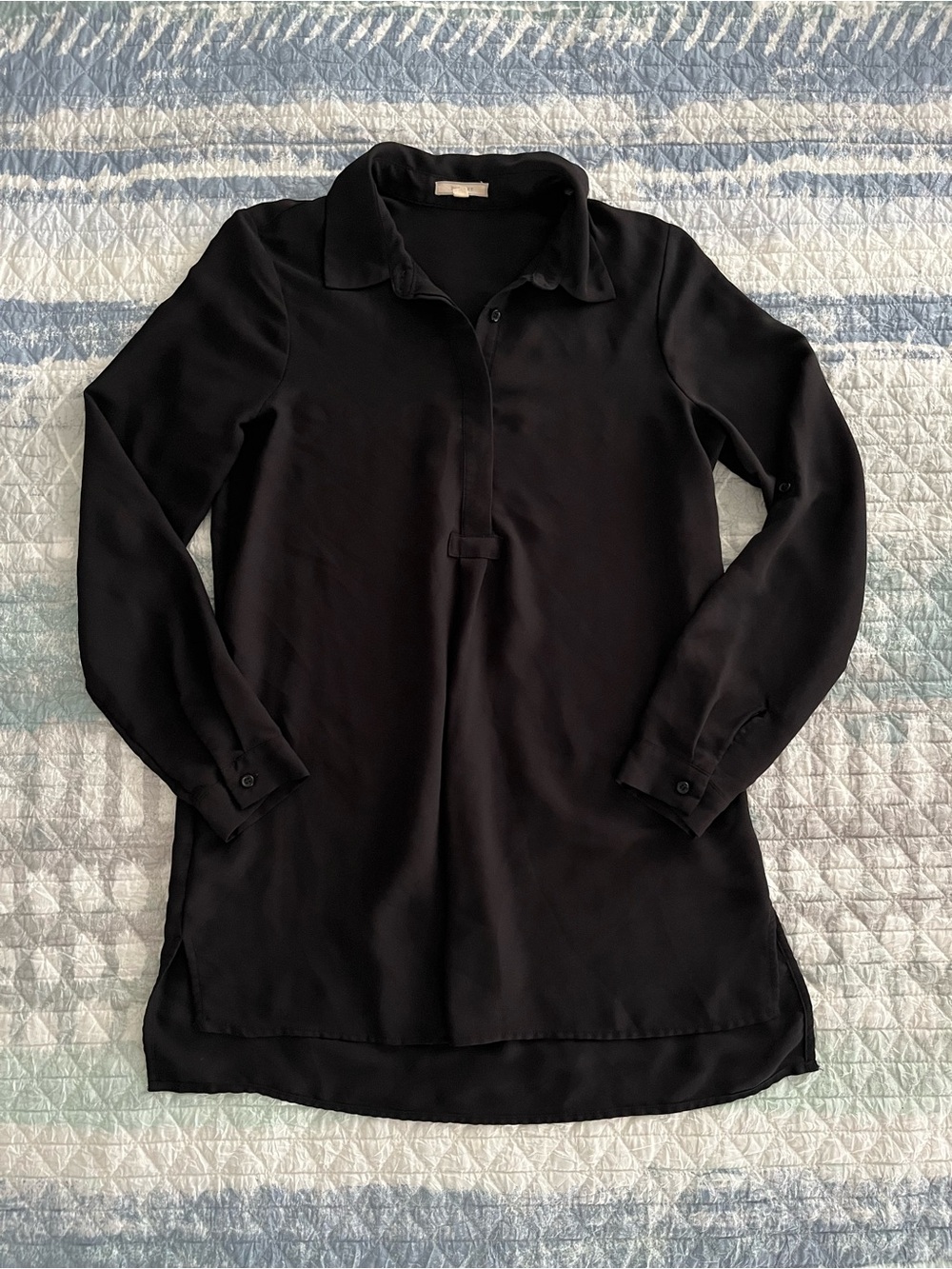 Pleione Black Long-Sleeve Polo Tunic 10110